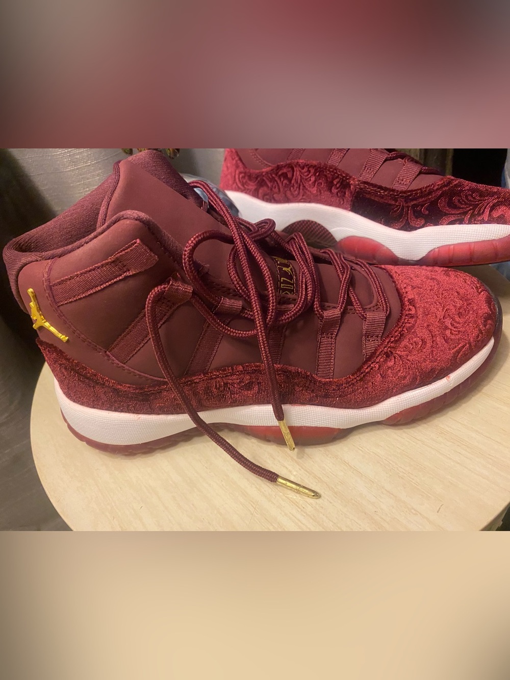 Jordan Night Maroon and Metallic Gold Box Label(NOT RED MORE MAROON IN COLOR )